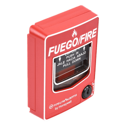 Estación Manual de Alarma Contra Incendio / Doble Acción / Rotulado Bilingüe FIRE/FUEGO / Reset con Llave / Carcasa de Policarbonato