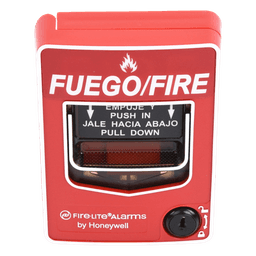 Estación Manual de Alarma Contra Incendio / Doble Acción / Rotulado Bilingüe FIRE/FUEGO / Reset con Llave / Carcasa de Policarbonato