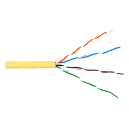 Bobina de Cable UTP Cat6 Riser / 305m (1000 pies) / Color Amarillo / UL CMR / Probado a 350 MHz / 23 AWG Cobre Sólido / -20°C a 75°C / CCTV, Datos, IP, RS485
