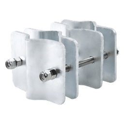 Herraje Adaptador de Mástil / Acero A-36 / Galvanizado en Caliente / Diámetro 3/4" a 2-1/4" / 4 Brackets / Tolerancia ±1 mm