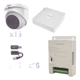 Kit TurboHD 1080p Lite / DVR 16 Canales / 16 Cámaras Eyeball Exterior / Fuente 20A / Transceptores UTP