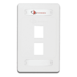 Placa de Pared Modular / 2 Salidas / Formato Single Gang / Resistente UV / Alto Impacto / Blanco