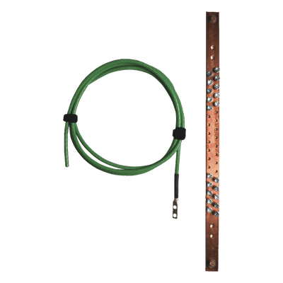 Barra de puesta a tierra / 19in / Cable 6 AWG 2m (6.56 ft) / Terminal compresión doble orificio