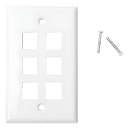 Placa de Pared / 6 Puertos / Keystone / Montaje Vertical / 70 x 115 mm / 2.75' x 4.52' / UL CE ETL