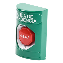 Botón de Salida de Emergencia / Texto en Español / Acción Mantenida / LED de Iluminación / Cubierta Transparente / UL cUL ADA
