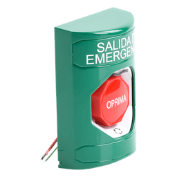 Botón de Salida de Emergencia / Texto en Español / Acción Mantenida / LED de Iluminación / Cubierta Transparente / UL cUL ADA