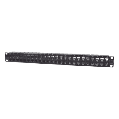 Patch Panel UTP / 48 Puertos Cat 6 / Plano 1UR / 19" Rack / Acero Negro / 4.3 x 19 x 1.7 in