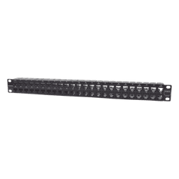 Patch Panel UTP / 48 Puertos Cat 6 / Plano 1UR / 19" Rack / Acero Negro / 4.3 x 19 x 1.7 in