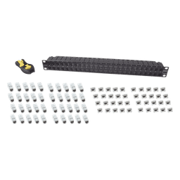 Patch Panel UTP / 48 Puertos Cat 6 / Plano 1UR / 19" Rack / Acero Negro / 4.3 x 19 x 1.7 in