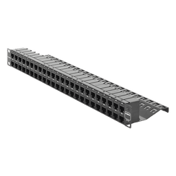Patch Panel UTP / 48 Puertos Cat 6 / Plano 1UR / 19" Rack / Acero Negro / 4.3 x 19 x 1.7 in