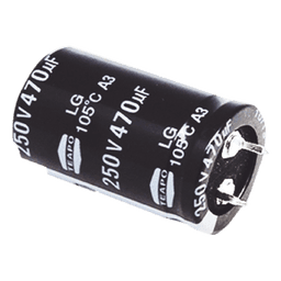 Capacitor Electrolítico de Aluminio / 470 µF / 250 VDC / 105 °C / 25 x 40 mm / Radial