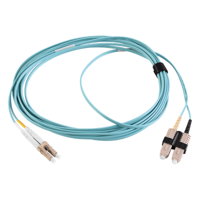 Jumper de Fibra Óptica Multimodo 50/125 OM3 / LC-SC Duplex / OFNR Aqua / 2 Metros (6.56 Pies)