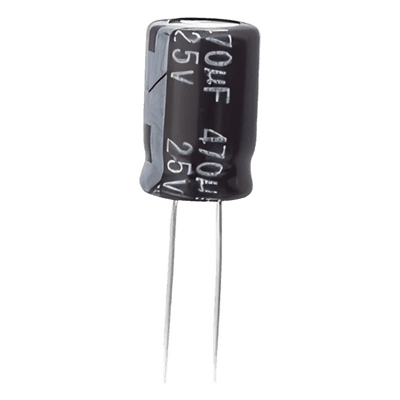 Capacitor Electrolítico de Aluminio / 470 µF / 25 Vcc / 105 °C / Radial 8 x 15 mm