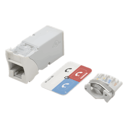 Jack Cat6A / UTP / Montaje Híbrido Plano-Angulado / Alta Densidad / Blanco / Versión Bulk