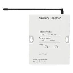 Repetidor RF / Alcance 305 m (1000 ft) / Enlace RS485 o Inalámbrico / Hasta 4 Unidades por Sistema / Memoria ante Fallas