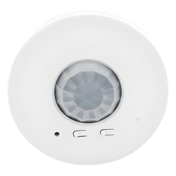 Sensor de Ocupación Inalámbrico de Techo / PIR 360° / Cobertura 30.2 a 62.4 m² (324 a 676 ft²) / RF 18 m (59 ft) / Batería CR123 / 10 Años de Duración