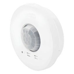 Sensor de Ocupación Inalámbrico de Techo / PIR 360° / Cobertura 30.2 a 62.4 m² (324 a 676 ft²) / RF 18 m (59 ft) / Batería CR123 / 10 Años de Duración