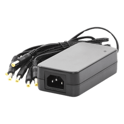 Fuente de Poder / 6 Salidas Jack Macho / 12 Vcc / 6 A / Entrada 100-240 VCA / 72 W / 117x62x34 mm (0.38x0.20x0.11 ft)