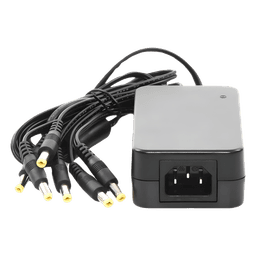 Fuente de Poder / 6 Salidas Jack Macho / 12 Vcc / 6 A / Entrada 100-240 VCA / 72 W / 117x62x34 mm (0.38x0.20x0.11 ft)