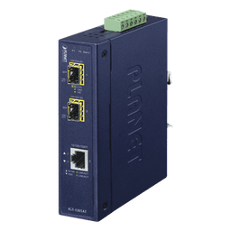 Convertidor de Medios Industrial / 1x Ethernet 10/100/1000 Base-T / 2x SFP 100/1000/2500 Base-X / -40 a 75°C / 12-48V DC