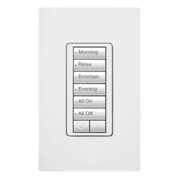 Teclado Híbrido con Atenuador / 6 Botones Programables / 450 W Incandescente / 100 W LED/CFL / Control de Neutro / Radiofrecuencia 431-437 MHz / Hasta 9 m (29.5 ft) de Repetidor