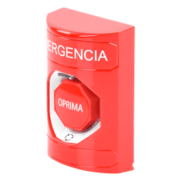Botón de Emergencia / Acción Mantenida / Girar para Restablecer / LED Multicolor / Texto Español / ADA / Anti-Vandálico