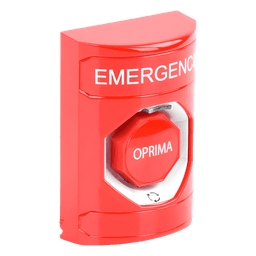 Botón de Emergencia / Acción Mantenida / Girar para Restablecer / LED Multicolor / Texto Español / ADA / Anti-Vandálico
