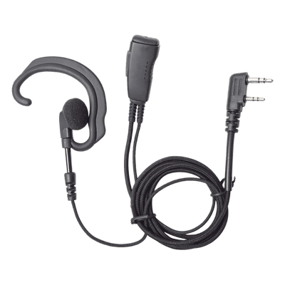 Micrófono-Audífono de Solapa / Cable Kevlar Trenzado Ultra Resistente / PTT Integrado / Auricular Tipo Gancho / Compatible Kenwood Serie G