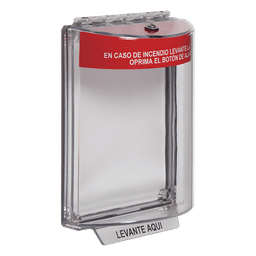Cubierta Protectora de Policarbonato / Montaje Empotrado / Rango Térmico -40 a 121 °C / Diseño Compacto 103x151 mm / Texto de Incendio en Español