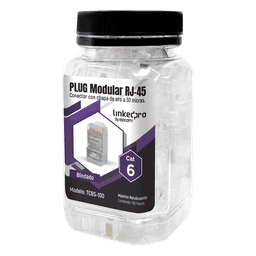 Plug Modular RJ45 / Cat6 Blindado / Chapado Oro 30µ / 23AWG / Sin Pin Tierra / 100 Piezas