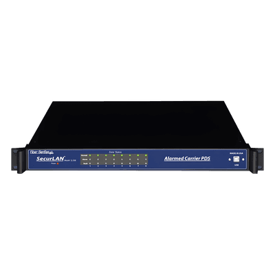 Sensor de Seguridad Perimetral por Fibra Óptica / Montaje en Rack 19'' / 8 Zonas / 0 a 800 m (0 a 2,625 pies) por Zona / Inmune a EMI, RFI y Rayos