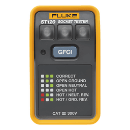 Probador de Tomacorriente / Identificación de 6 Estados de Cableado / LEDs de Alto Brillo / Prueba GFCI / CAT III 300V