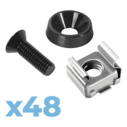 Kit de Montaje para Rack / 48 Tornillos / 48 Arandelas / 48 Tuercas Enjauladas / M5 y M6