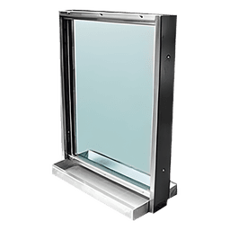 Ventana blindada / Nivel V balístico / Cristal 51mm / 80x60cm / Charola pasa documentos / Acero inoxidable / Paso de voz