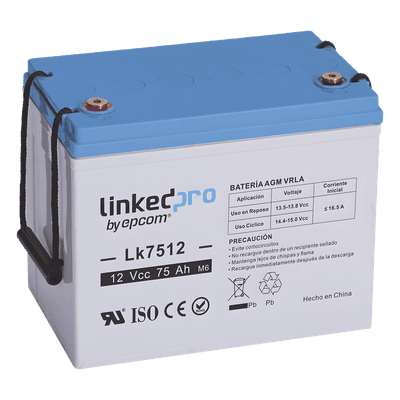 Batería de Respaldo AGM-VRLA / 12 V / 75 Ah / Terminales T3 / UL Certificada / Libre de Mantenimiento