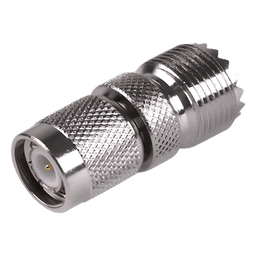 Adaptador de Conector RF / TNC Macho a UHF Hembra SO-239 / Montaje en Línea / Cuerpo Bronce Niquelado / Contacto Oro / Aislante Teflón