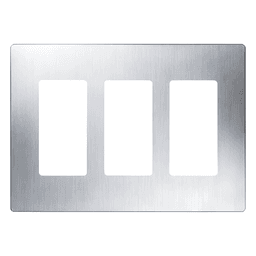 Placa de Pared Decorativa / 3 Espacios / Screwless / Acero Inoxidable / Perfil 7.6 mm / Compatible Maestro, Diva, Pico