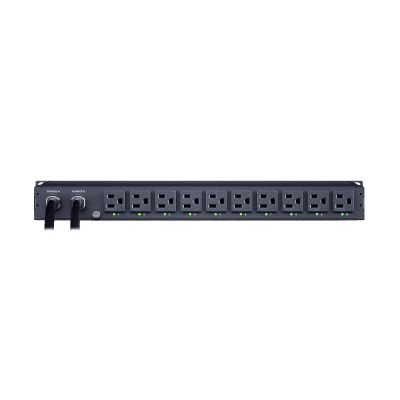 PDU ATS (Fuente Redundante Auto-transferible) Monitoreable, Para Distribución de Energía, 2 Entradas 120 Vca NEMA5-15P, Con 10 Salidas NEMA 5-15R, Horizontal 19in, 1UR 