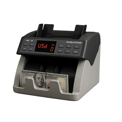 Contador de Billetes / Sensor MG-IR-UV / Velocidad 1500 notas/min / Capacidad Hopper 300 notas / Stacker 200 notas / Verificación Seguridad / Detección Dobles y Encadenadas