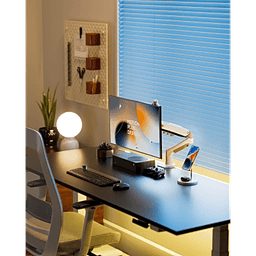 Brazo Ajustable para Monitor Ergonómico / Compatible con Monitores de 17" - 30" / Capacidad de Peso hasta 9 kg / Rotación 360° / Inclinación +85° a  -30° / Giro 180° / Ajuste de Resorte de Gas / Color Blanco