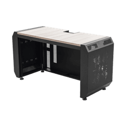 Consola Profesional para Monitoreo o Computo | Ranura para Base de Monitores | Microperforaciones | Luces LED Decorativas | Tomacorriente HTCM1U10C | Tapas Organizadoras de Cables | Niveladores | Rack para Montaje de Equipos | Ranura Pasaca