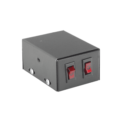 Gabinete metálico con 2 interruptores iluminados para barra de luces