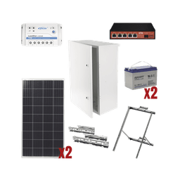 Kit Solar Witek de 28 W con 5 Puertos PoE 802.3 af y PoE Pasivo 24 V para alimentar Camaras IP y un Enlace Punto a Punto en 24 Vcc