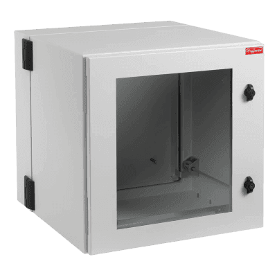 Gabinete Industrial ProTek de Puerta con Ventana, Protección NEMA Tipo 4/12/4X; IP55; IK10, Abatible, Fabricado en Acero, 12 UR, Color Gris Claro