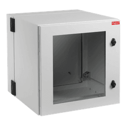 Gabinete Industrial ProTek de Puerta con Ventana, Protección NEMA Tipo 4/12/4X; IP55; IK10, Abatible, Fabricado en Acero, 12 UR, Color Gris Claro