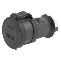 Conector Hembra con Bloqueo de Media Vuelta / 30 A 480 V CA / 3 Polos Trifásico / NEMA L16-30R / Terminal de Tornillo / Cubierta Hermética Negra / Color Blanco y Negro.