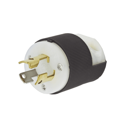 Clavija Industrial con Bloqueo de Media Vuelta / 15 A 125 V CA / 2 Polos 3 Hilos / Color Blanco y Negro / Nema L5-15P.