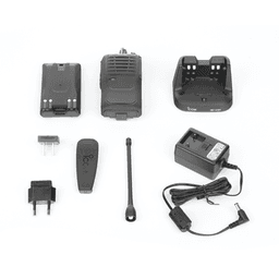 Radio Portátil UHF / Batería 2250 mAh extrema duración  / 400-470 MHz / 5W De Potencia / Bocina de 1500mW Mas Potente/ , 16 canales. Incluye: batería, cargador, antena, tapa de accesorios y clip.