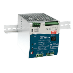 Fuente de Poder Industrial de 480W con Cargador de Baterías, salida 24Vcc, 20A, para montaje Riel Din