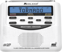 Radio de Alerta Meteorológica WR120, 7 Canales NOAA/Environment Canada, Alerta Sirena 90 dB, Tecnología S.A.M.E., Respaldo de Batería, Certificado Public Alert, Reloj Alarma
